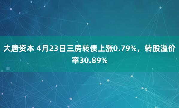 大唐资本 4月23日三房转债上涨0.79%，转股溢价率30.89%
