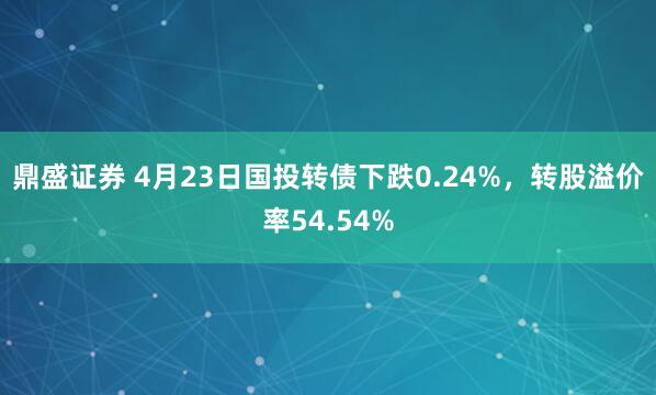 鼎盛证券 4月23日国投转债下跌0.24%，转股溢价率54.54%