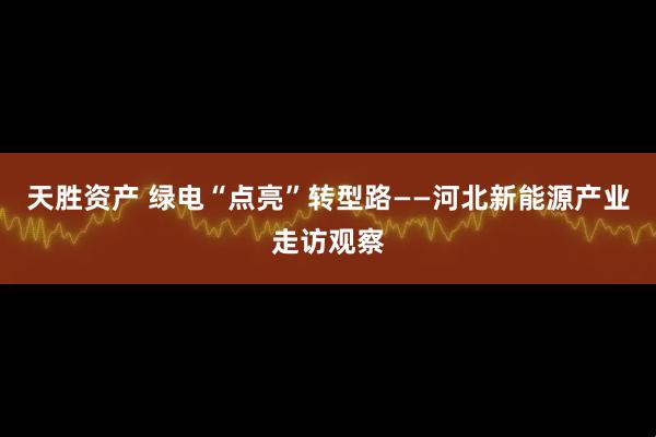 天胜资产 绿电“点亮”转型路——河北新能源产业走访观察