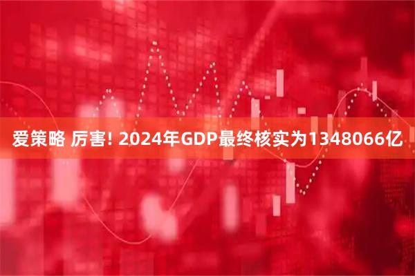 爱策略 厉害! 2024年GDP最终核实为1348066亿